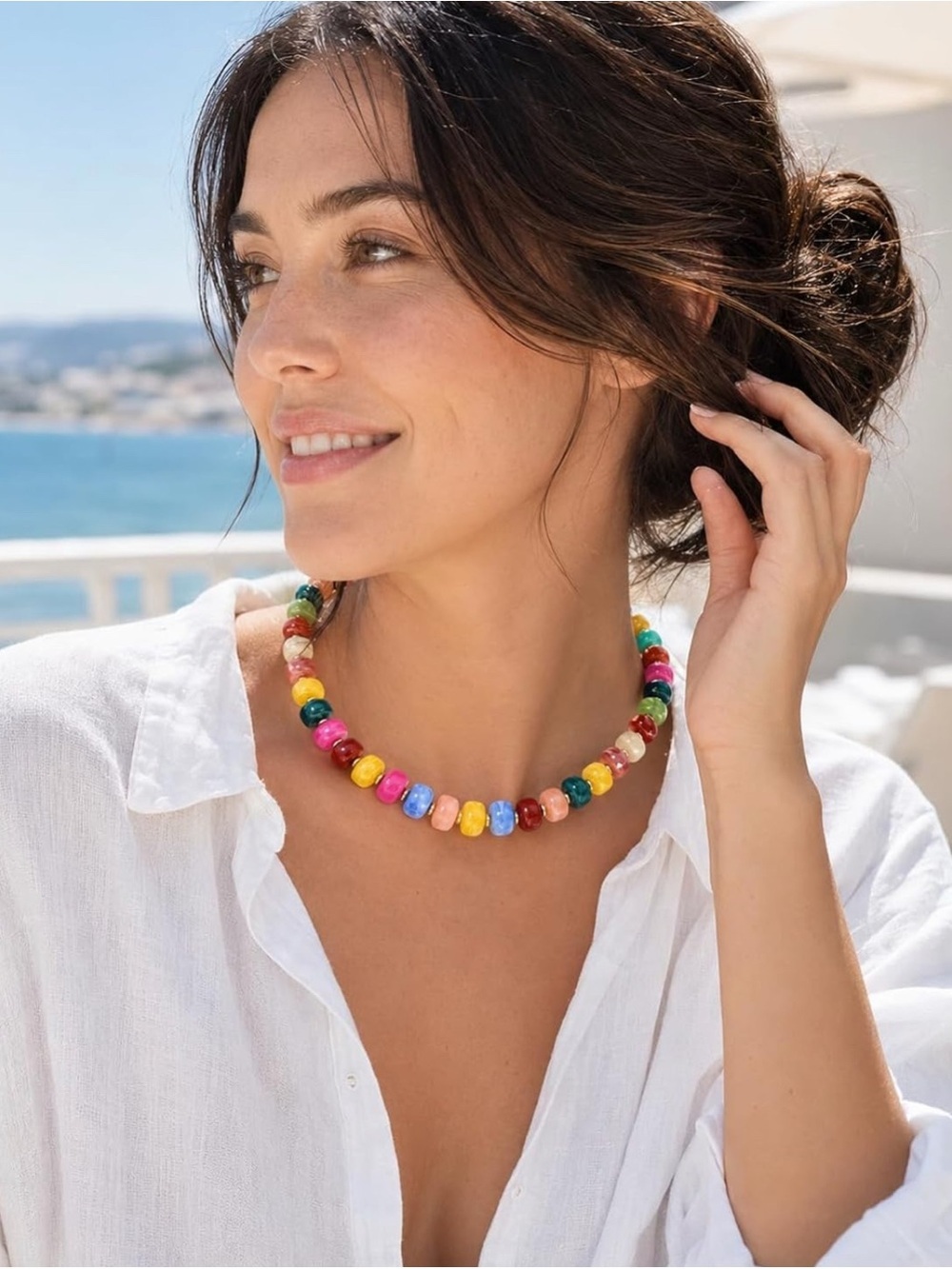 Colorful Multicolor Dopamine Bead Necklace NEW